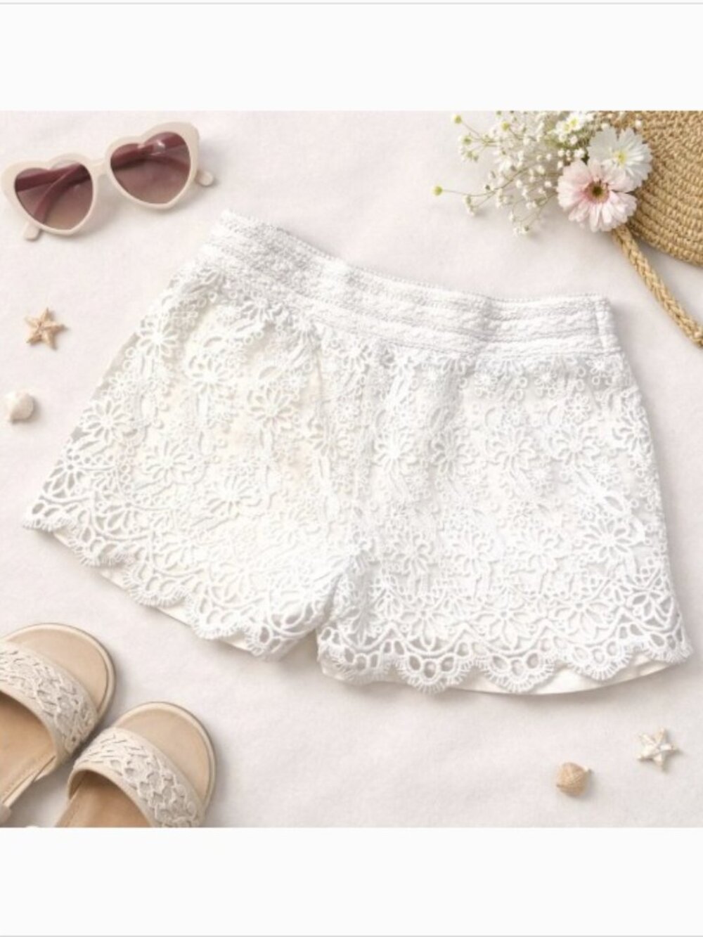 White Crochet Eyelet Lace Shorts Girls 5 by Design History Coquette Clean Fresh